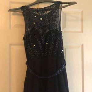 Navy Sequin Prom Dress